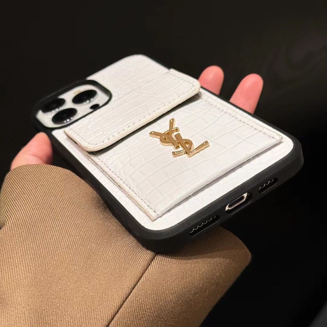 Y Crocodile Leather Wallet iPhone Case – Luxury Card Holder Protective Cover