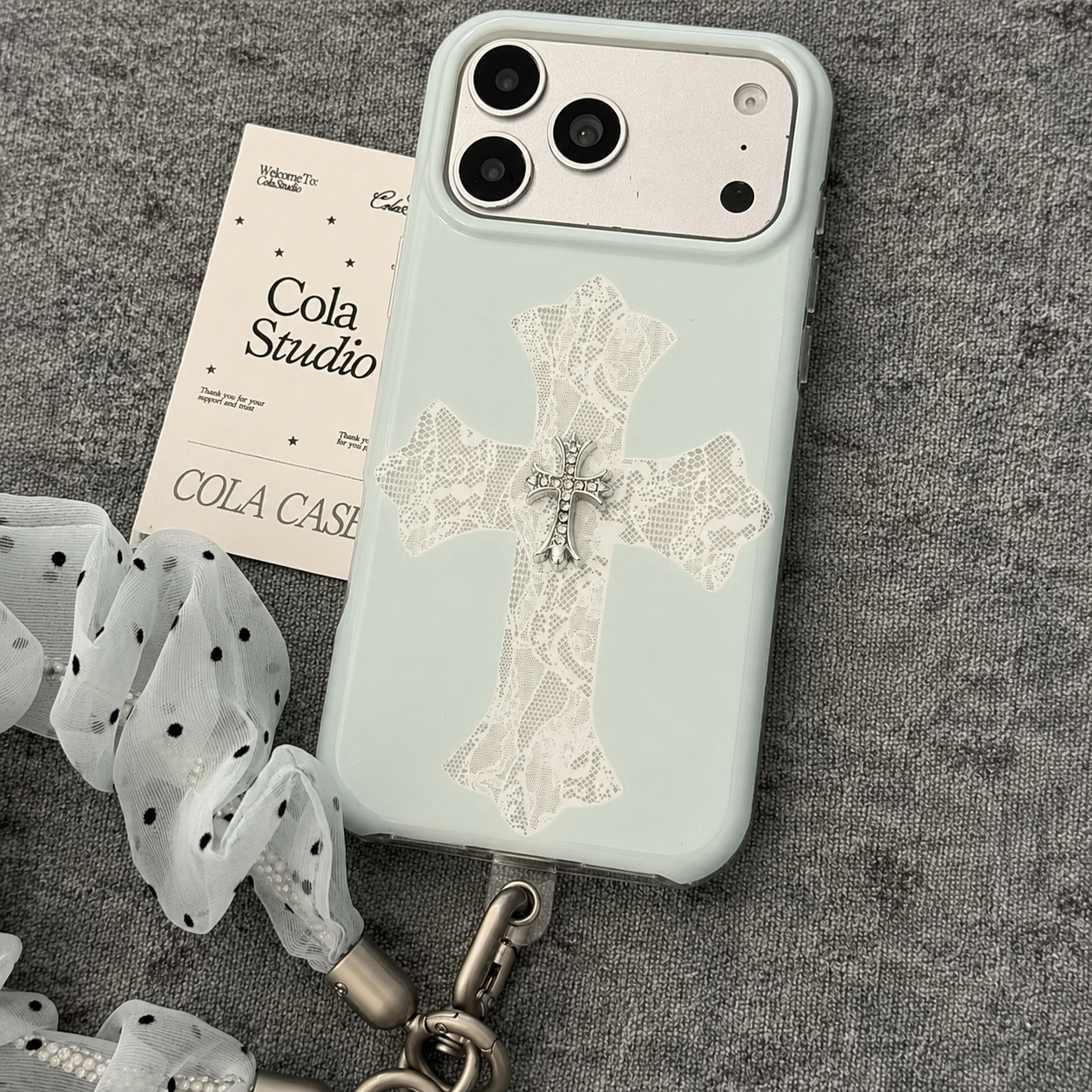 Vintage Gothic Lace Cross Charm Luxury Matte iPhone Case
