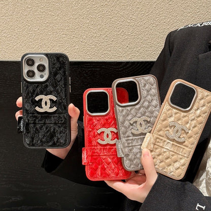 Luxury Quilted Leather Wallet iPhone Case