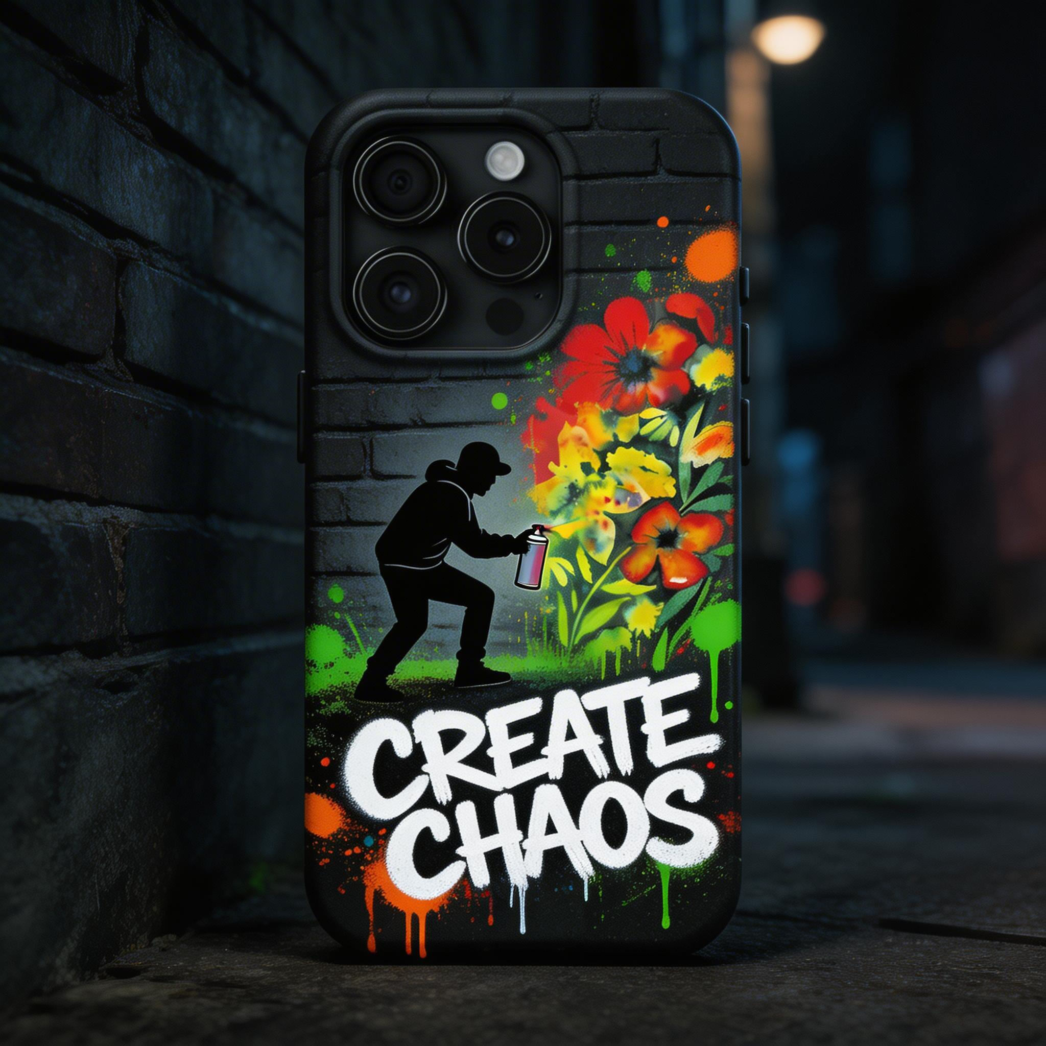 Create Chaos — Floral Graffiti Phone Case