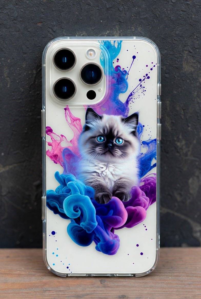 Vibrant Ink Splash Cat Phone Case