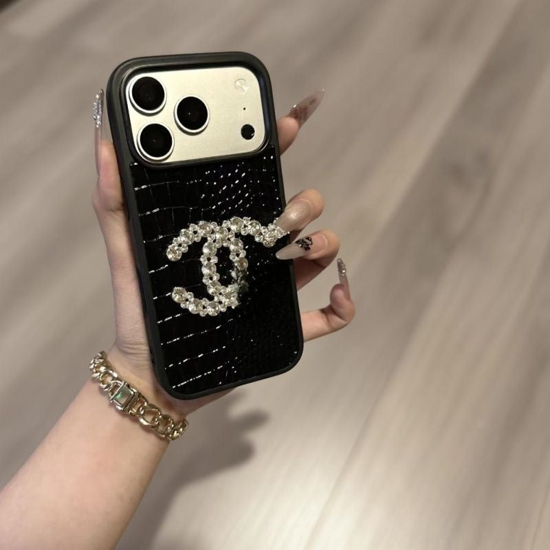 Crystal Emblem Crocodile Embossed Textured Protective iPhone Case