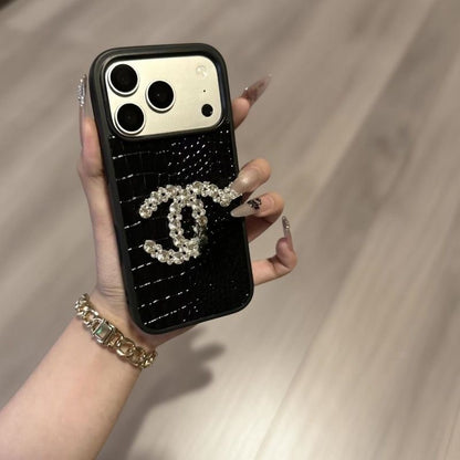 Crystal Emblem Crocodile Embossed Textured Protective iPhone Case