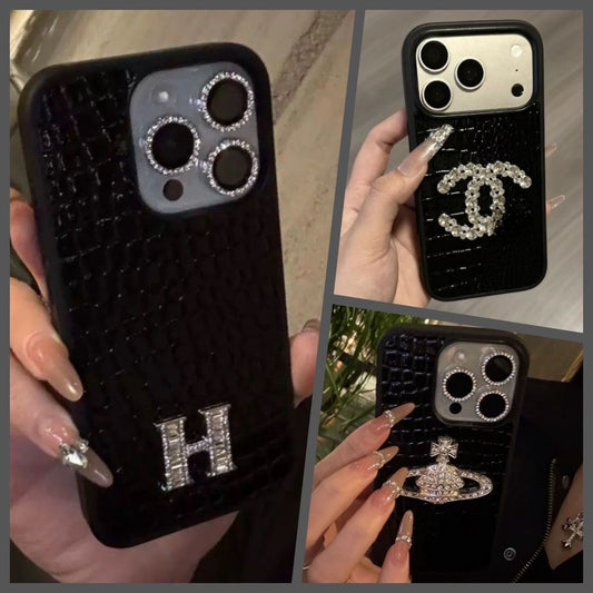 Crystal Emblem Crocodile Embossed Textured Protective iPhone Case