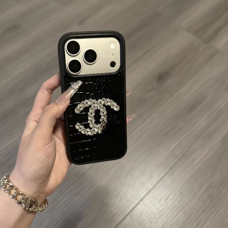 Crystal Emblem Crocodile Embossed Textured Protective iPhone Case
