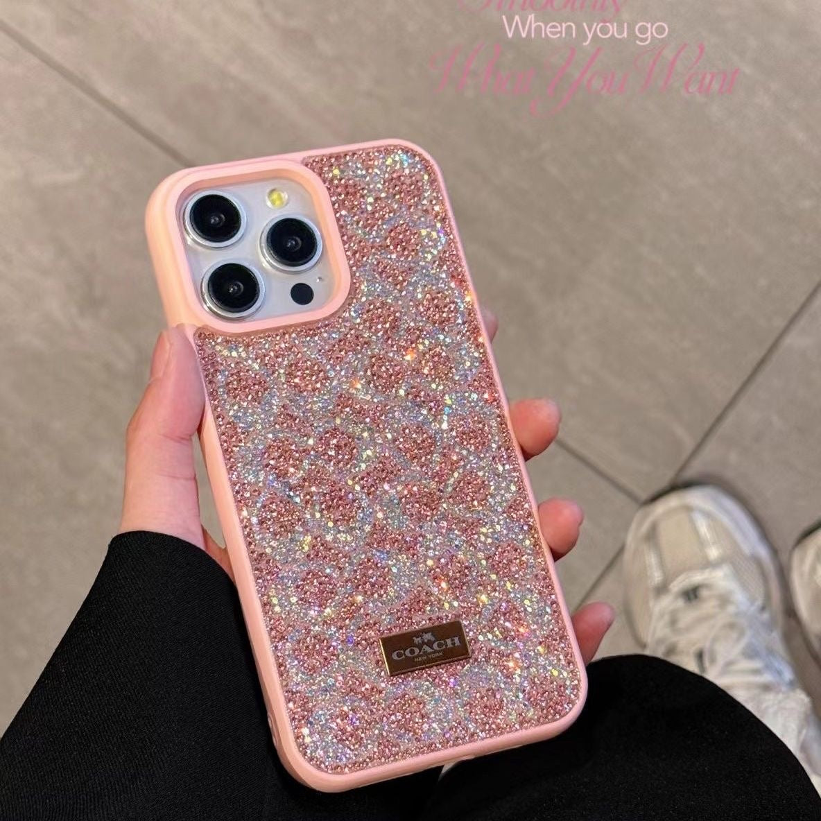 Crystal Monogram Glitter iPhone Case