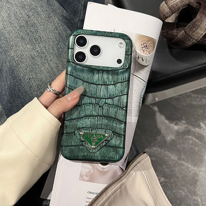 Croc Embossed Leather iPhone Case