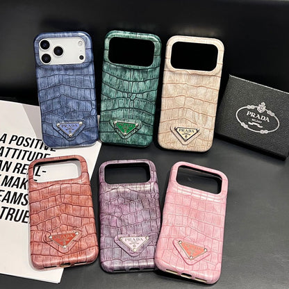 Croc Embossed Leather iPhone Case