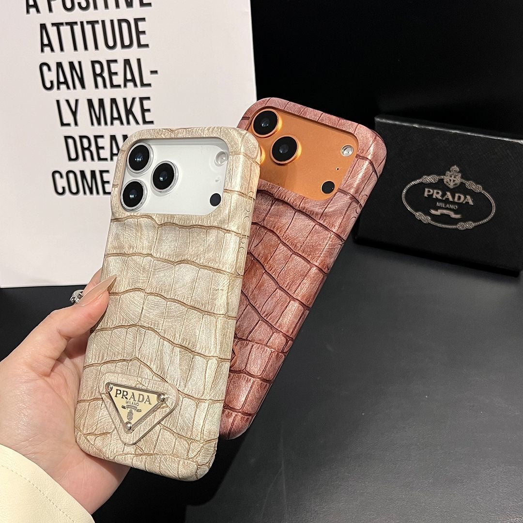 Croc Embossed Leather iPhone Case