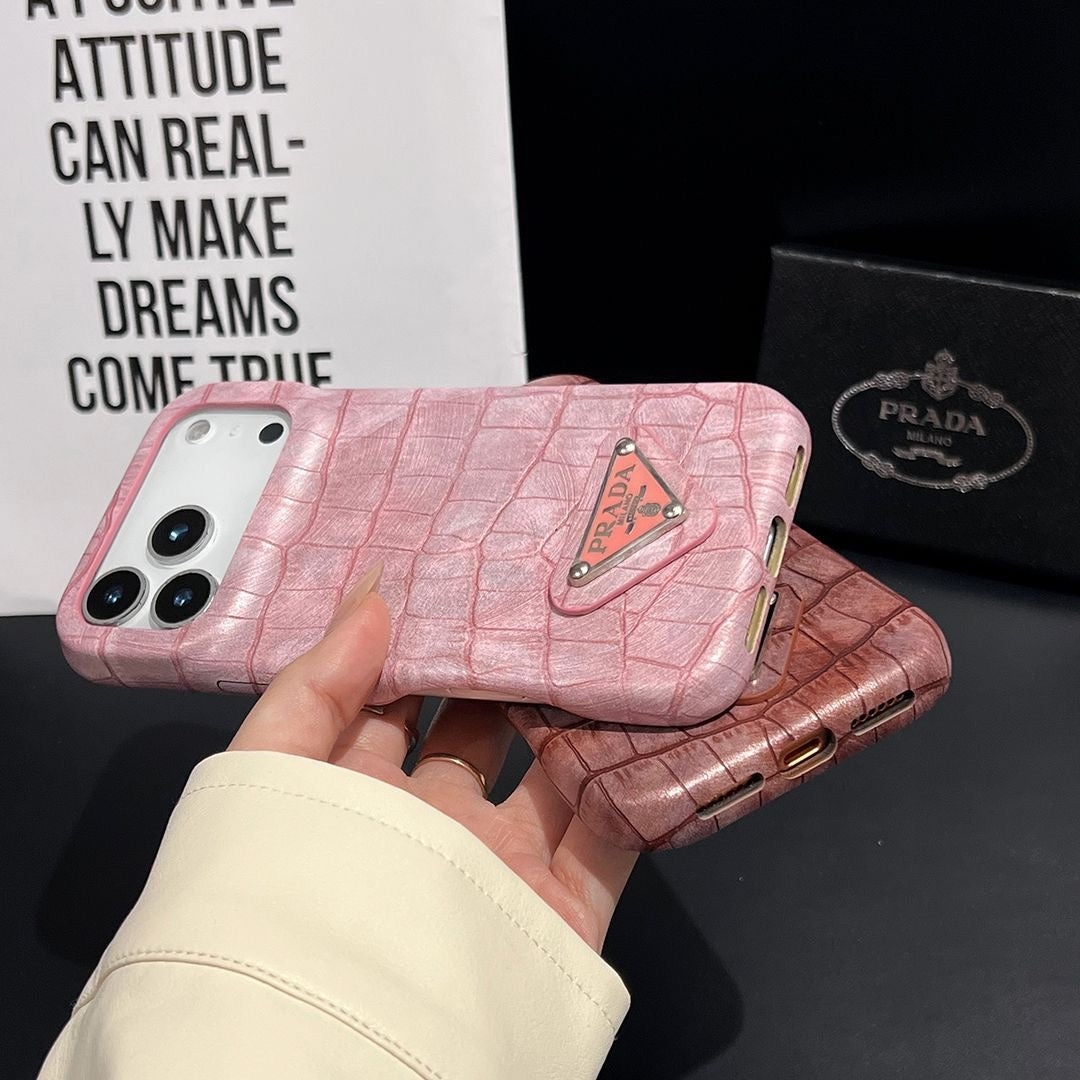 Croc Embossed Leather iPhone Case