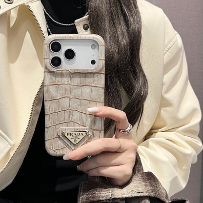 Croc Embossed Leather iPhone Case