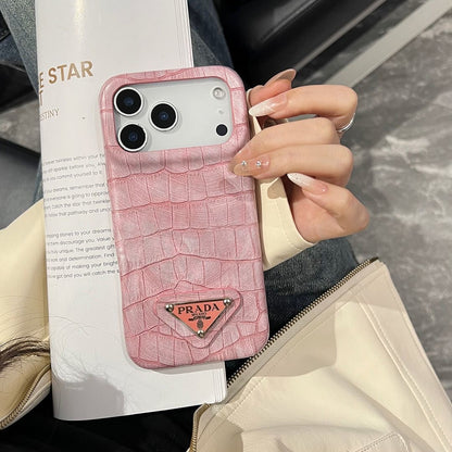 Croc Embossed Leather iPhone Case