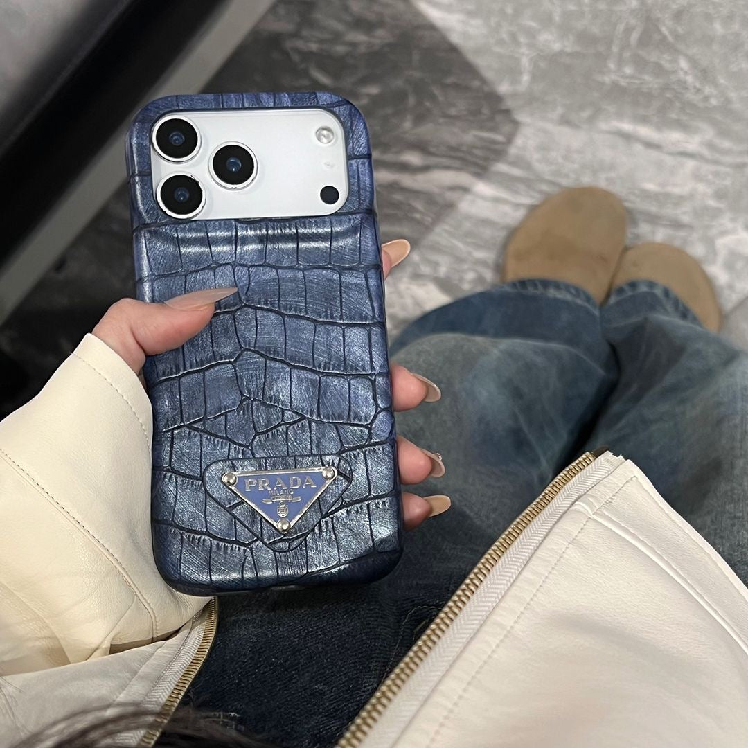Croc Embossed Leather iPhone Case