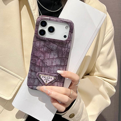 Croc Embossed Leather iPhone Case