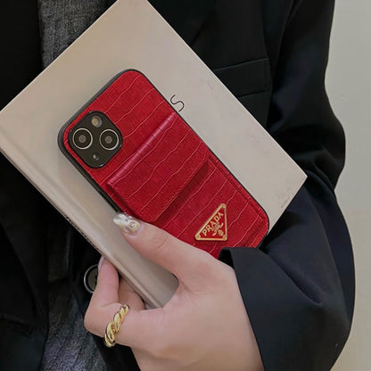 Croc Embossed Card Holder iPhone Case