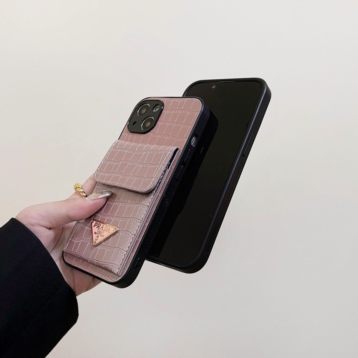 Croc Embossed Card Holder iPhone Case