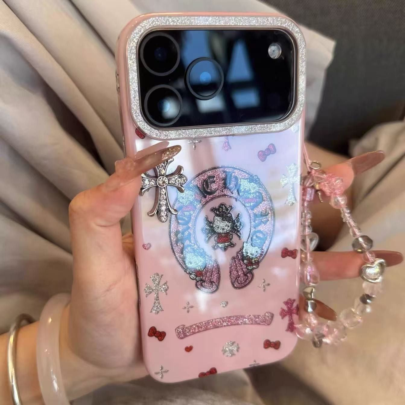 Pink Glitter Charm iPhone Case