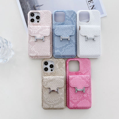 H Python Leather Wallet iPhone Case – Luxury Card Holder Protective Cover