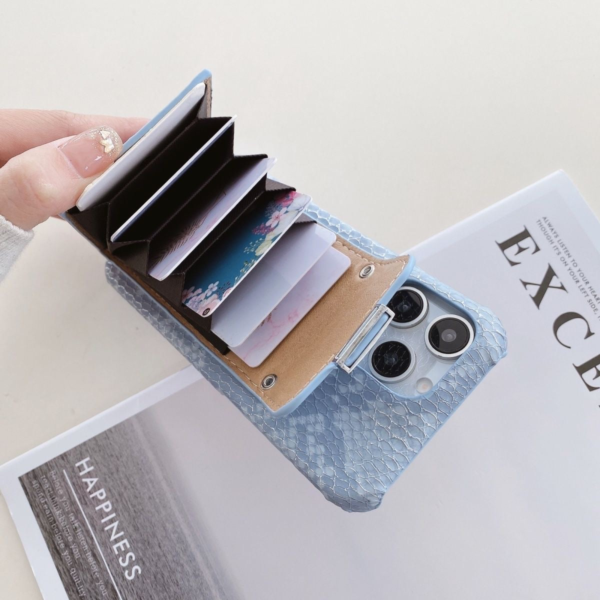 H Python Leather Wallet iPhone Case – Luxury Card Holder Protective Cover