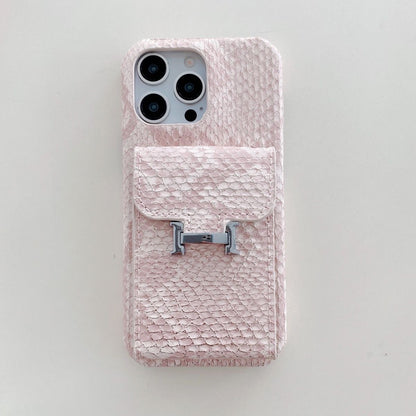 H Python Leather Wallet iPhone Case – Luxury Card Holder Protective Cover