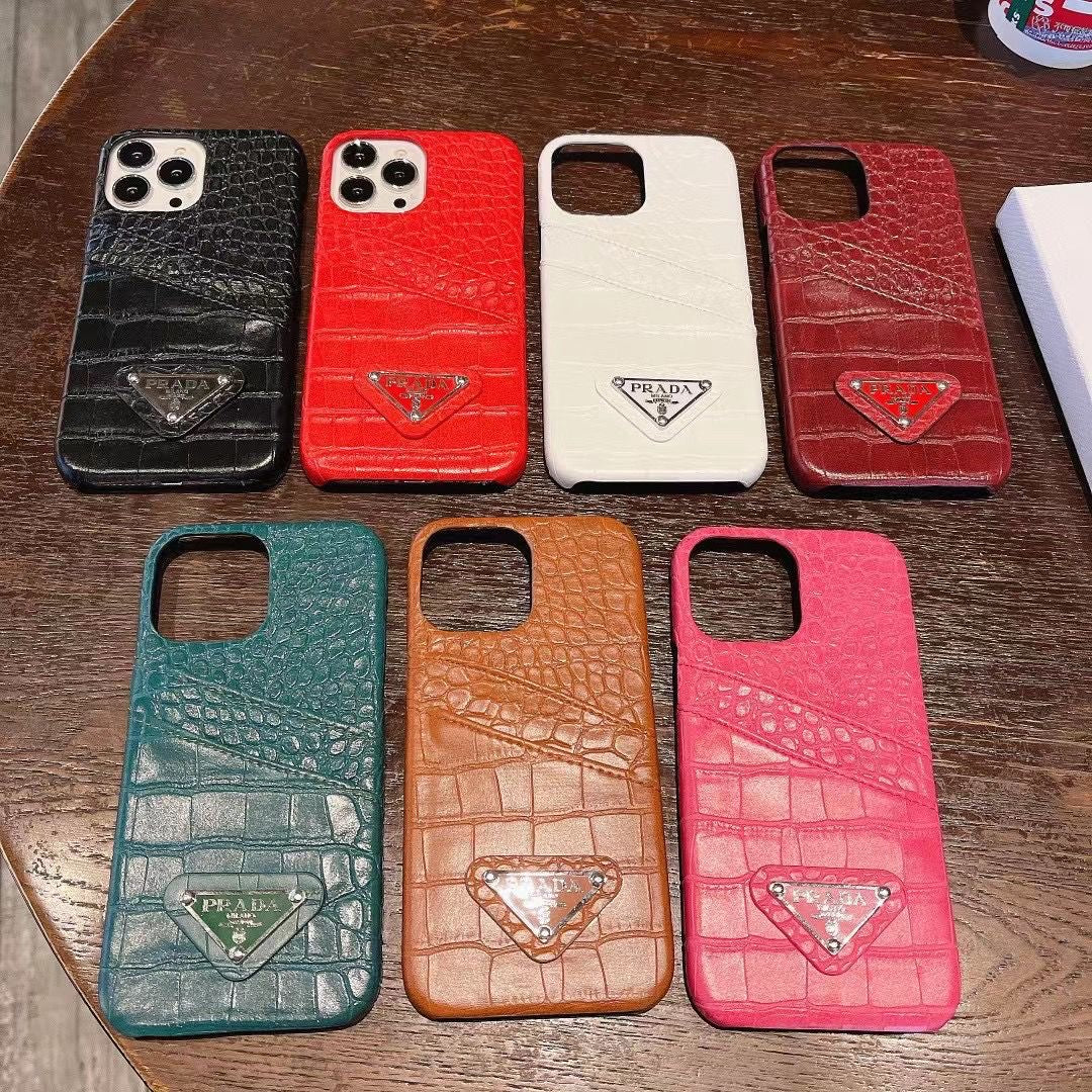 P Crocodile Leather iPhone Case – Luxury Embossed Protective Cover