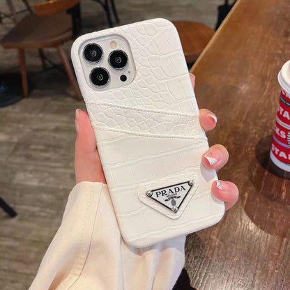P Crocodile Leather iPhone Case – Luxury Embossed Protective Cover