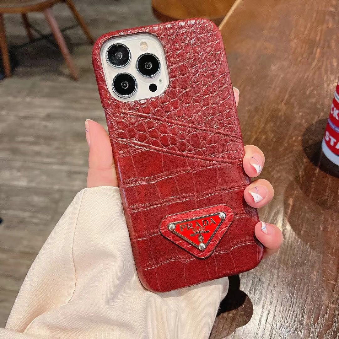 P Crocodile Leather iPhone Case – Luxury Embossed Protective Cover