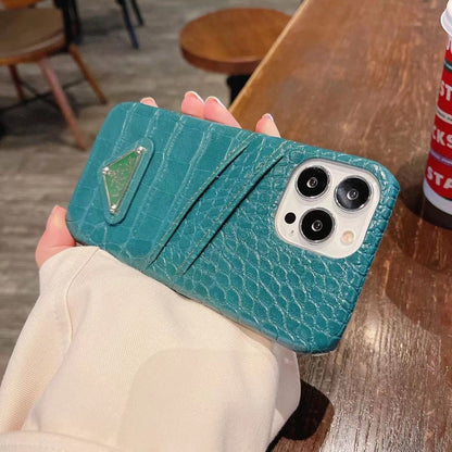P Crocodile Leather iPhone Case – Luxury Embossed Protective Cover