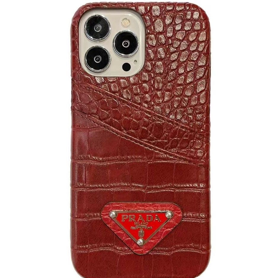 P Crocodile Leather iPhone Case – Luxury Embossed Protective Cover
