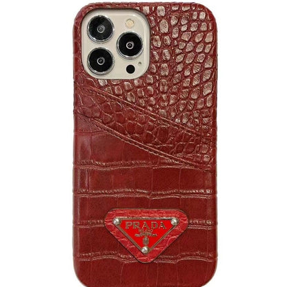 P Crocodile Leather iPhone Case – Luxury Embossed Protective Cover