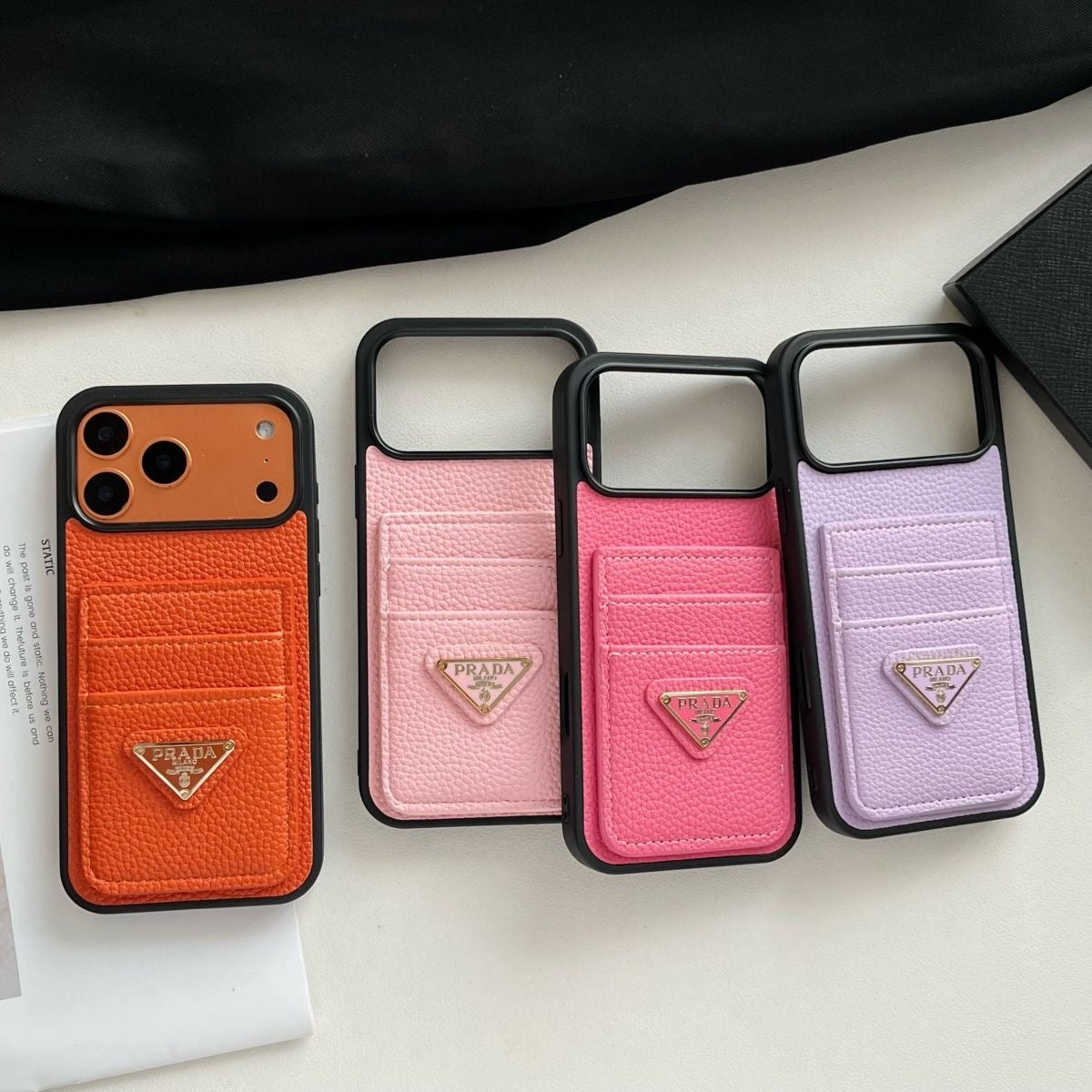 P Pebbled Leather Card Slot Luxury iPhone Case – Slim Wallet Protective Cover