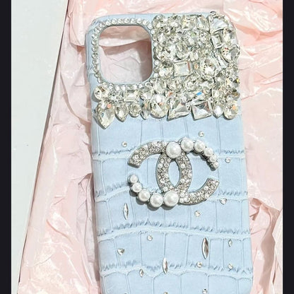 C Crystal Crocodile Pearl Luxury iPhone Case – Rhinestone Protective Cover