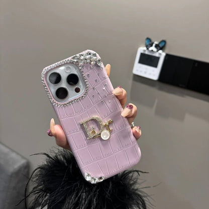 D Crocodile Crystal Pearl Luxury iPhone Case – Rhinestone Protective Cover