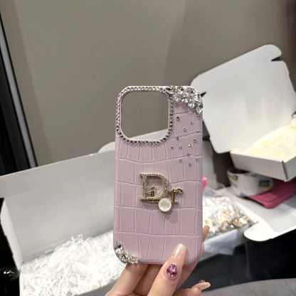 D Crocodile Crystal Pearl Luxury iPhone Case – Rhinestone Protective Cover