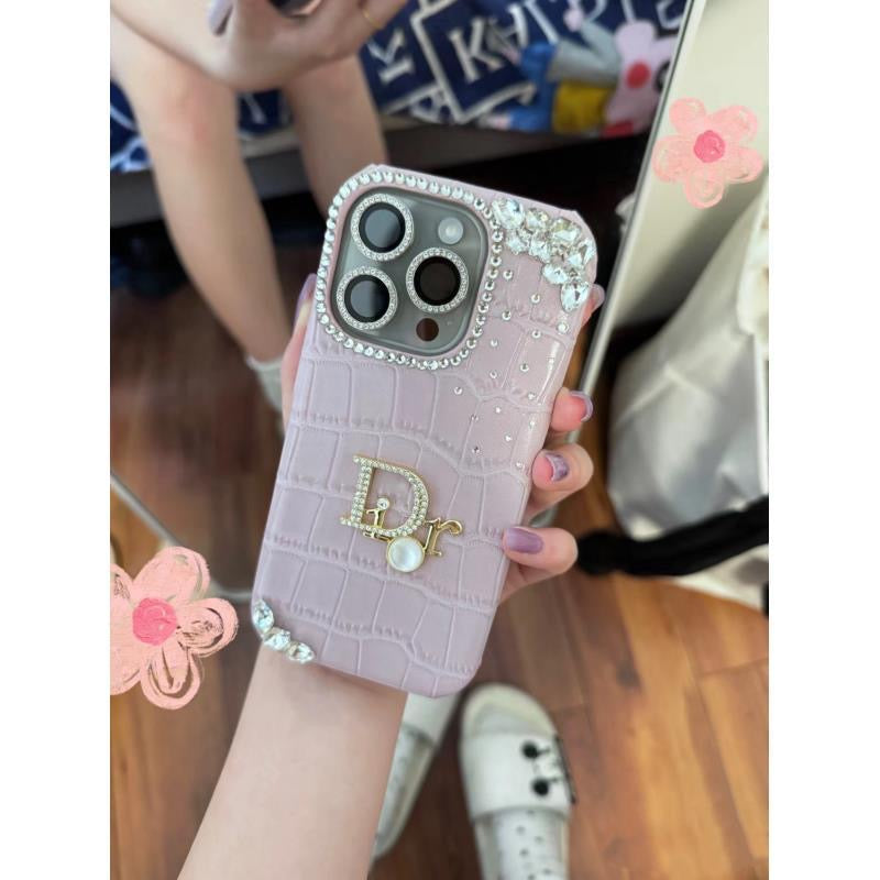 D Crocodile Crystal Pearl Luxury iPhone Case – Rhinestone Protective Cover