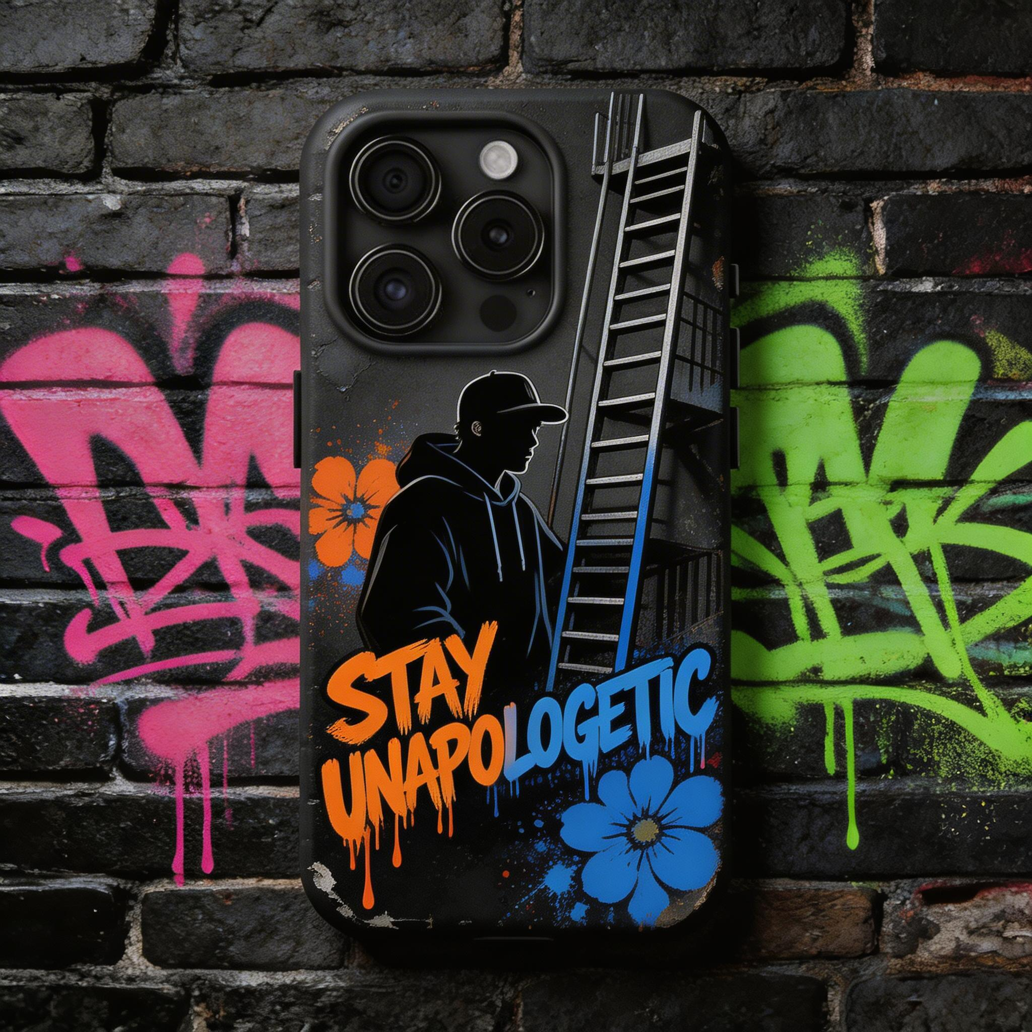 Stay Unapologetic — Fire Escape Man Graffiti Phone Case