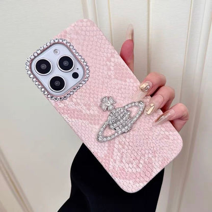 Crystal Orb Embossed Leather iPhone Case