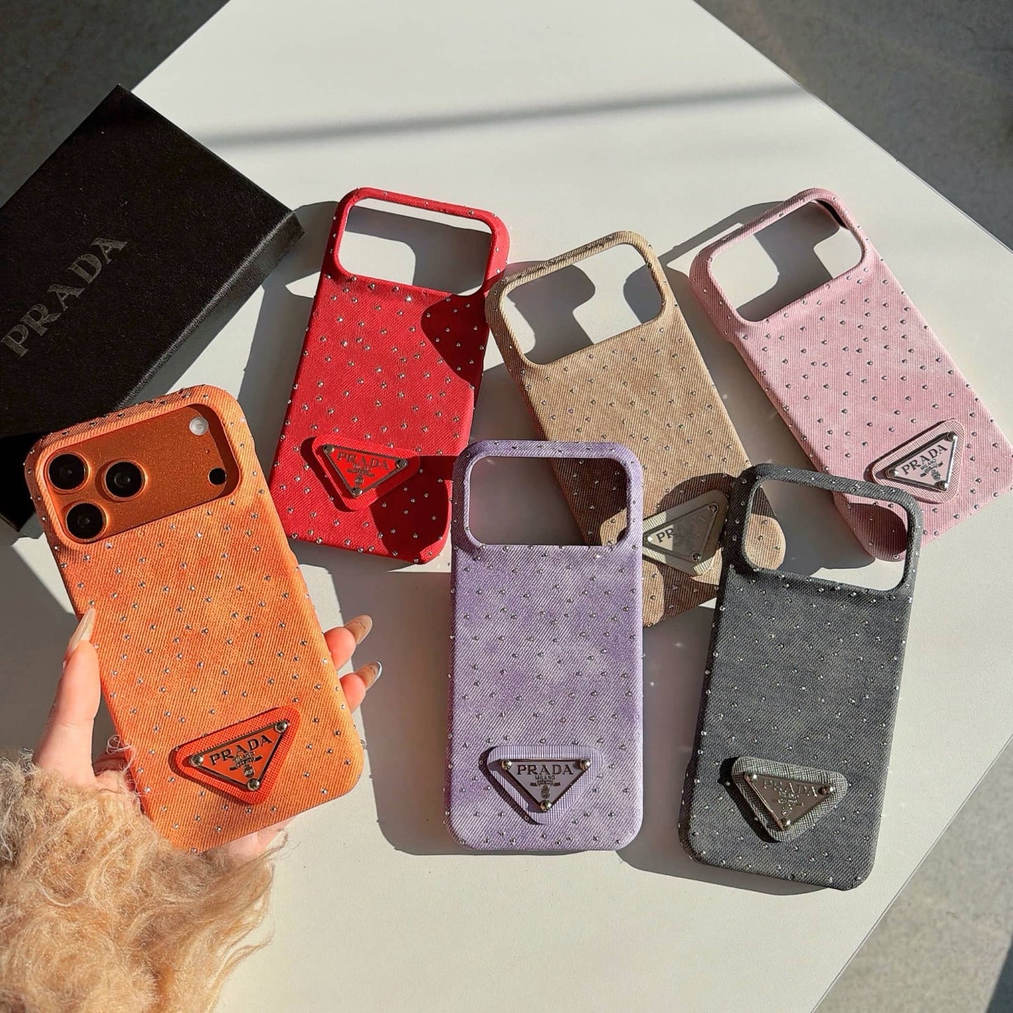 Crystal Stud Leather iPhone Case