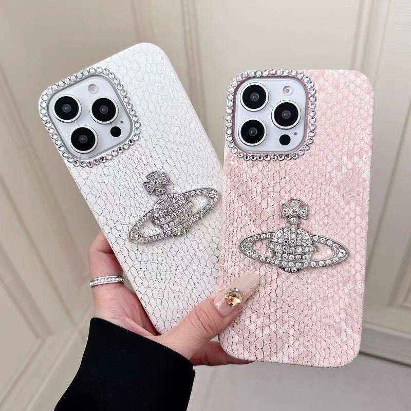 Crystal Orb Embossed Leather iPhone Case