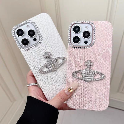 Crystal Orb Embossed Leather iPhone Case