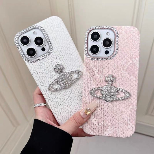 Crystal Orb Embossed Leather iPhone Case