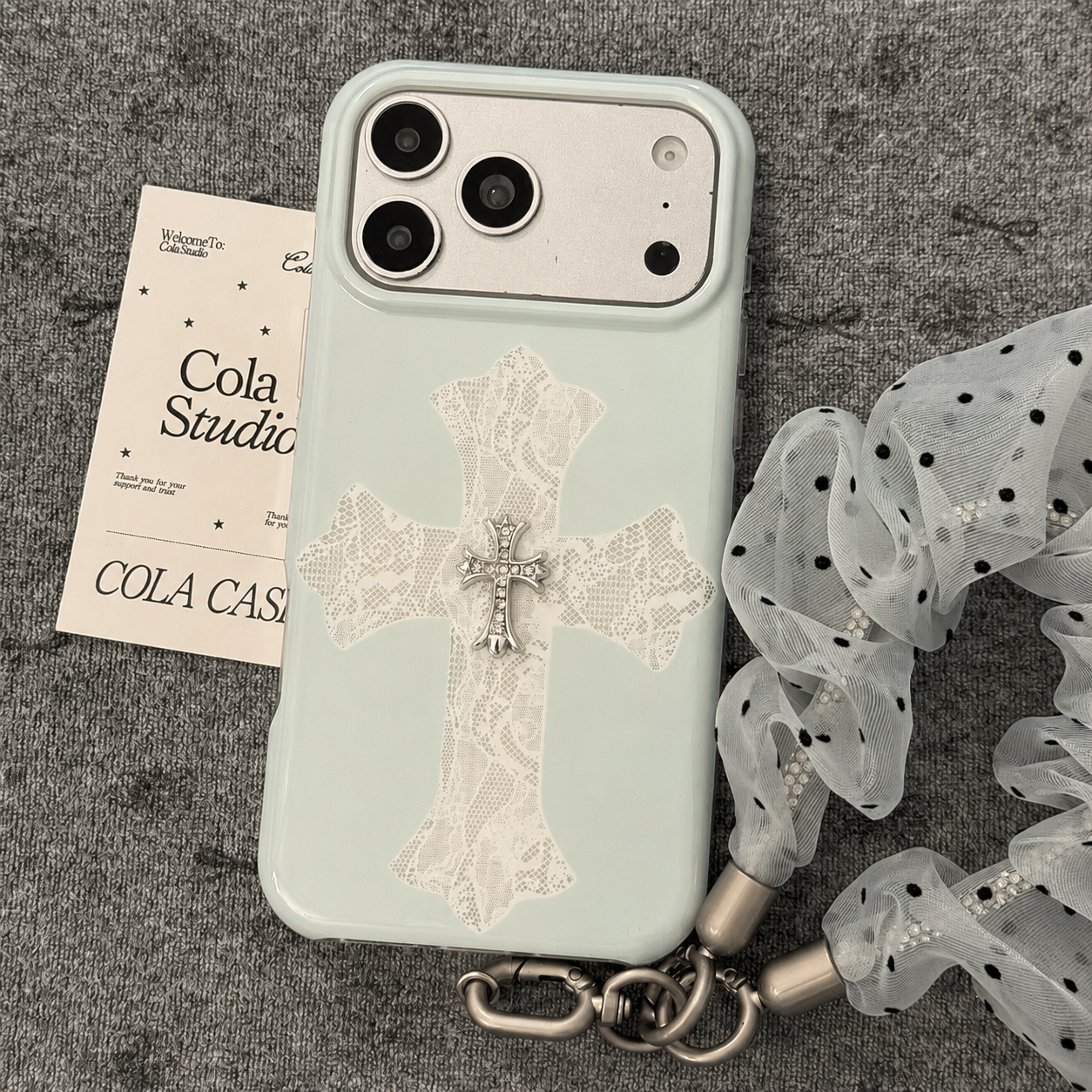Vintage Gothic Lace Cross Charm Luxury Matte iPhone Case