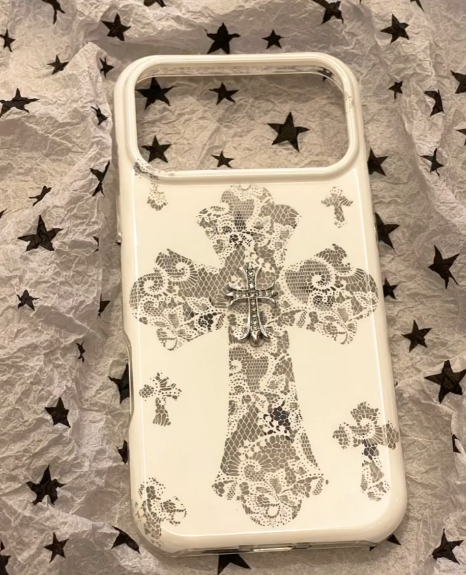 Vintage Lace Cross Charm Designer iPhone Case