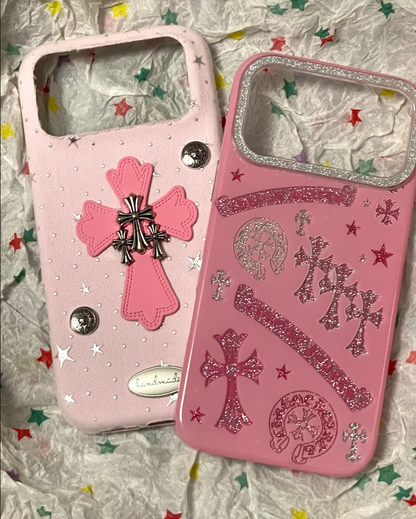 Pink Gothic Cross Designer iPhone Case