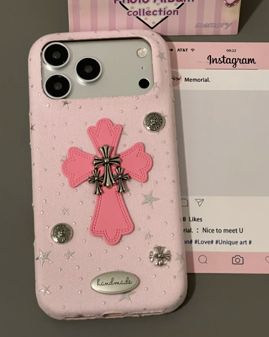 Pink Gothic Cross Designer iPhone Case