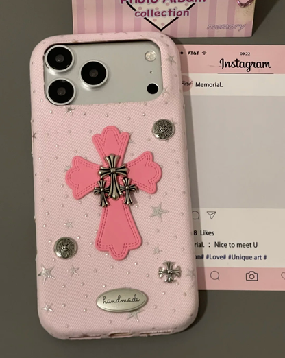 Pink Gothic Cross Designer iPhone Case