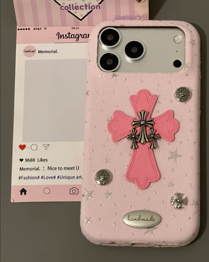 Pink Gothic Cross Designer iPhone Case