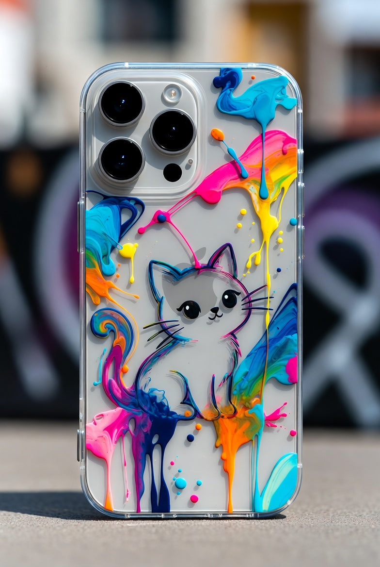 3D Fluid Art Cat Phone Case