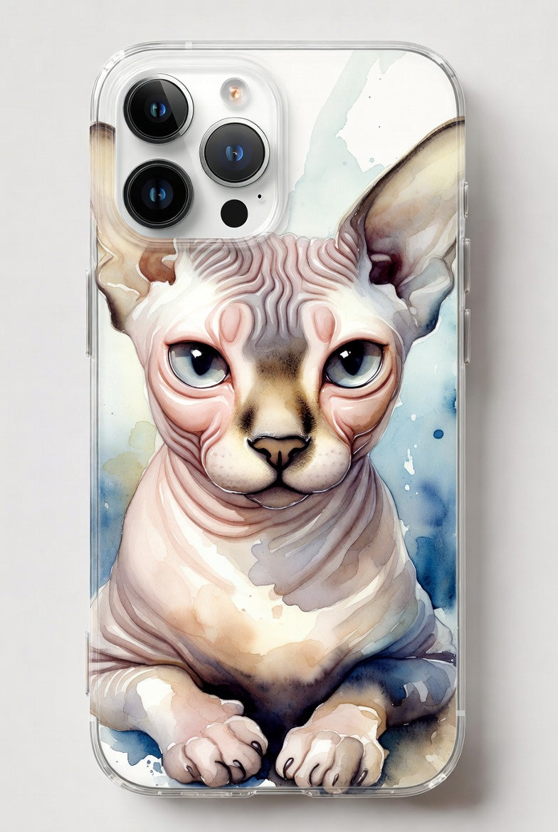 Watercolor Sphynx Cat Phone Case