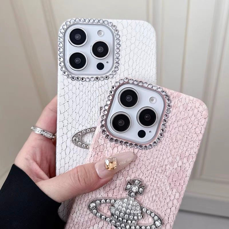 Crystal Orb Embossed Leather iPhone Case